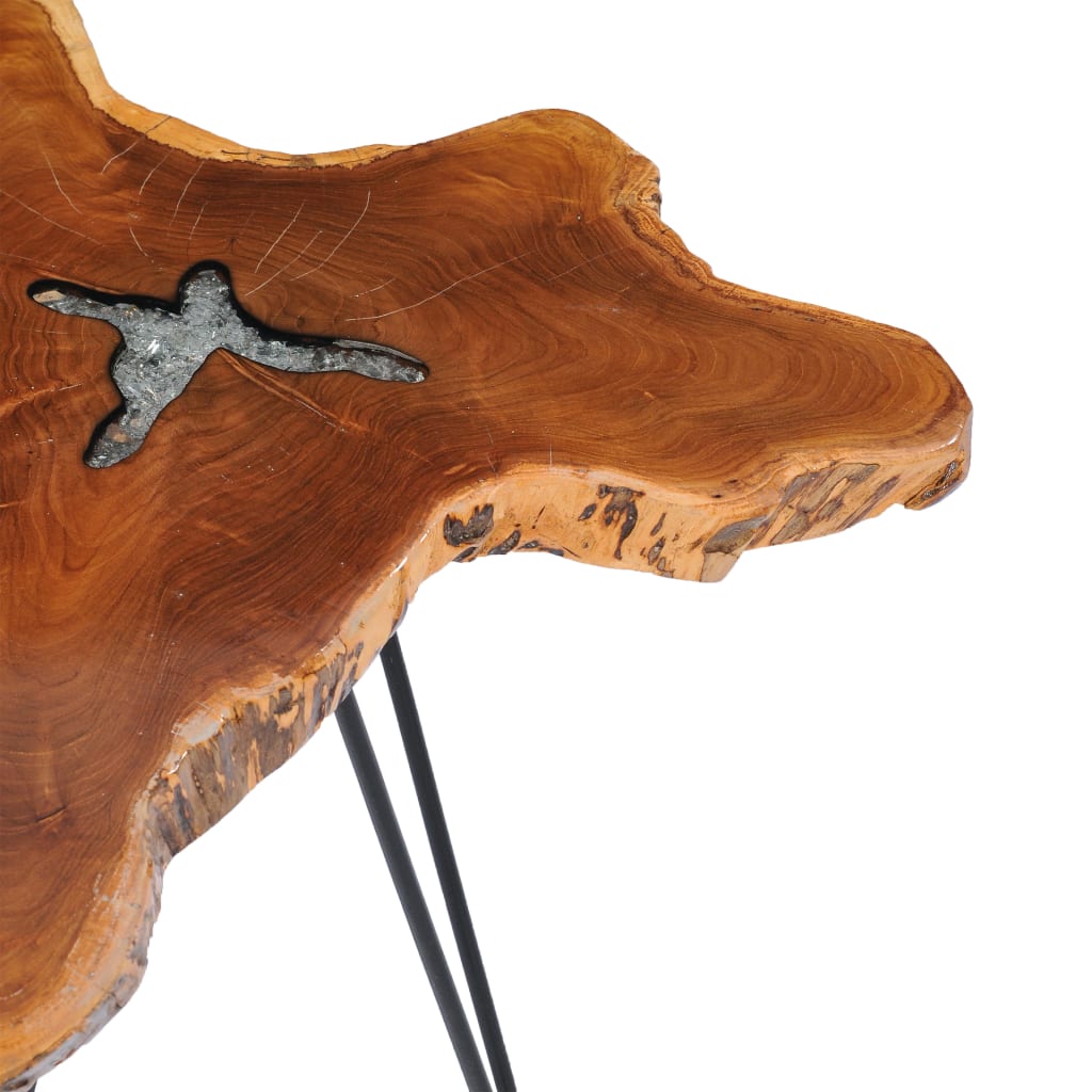 Table basse 70x45 cm Bois de teck massif et polyrésine - XIOS