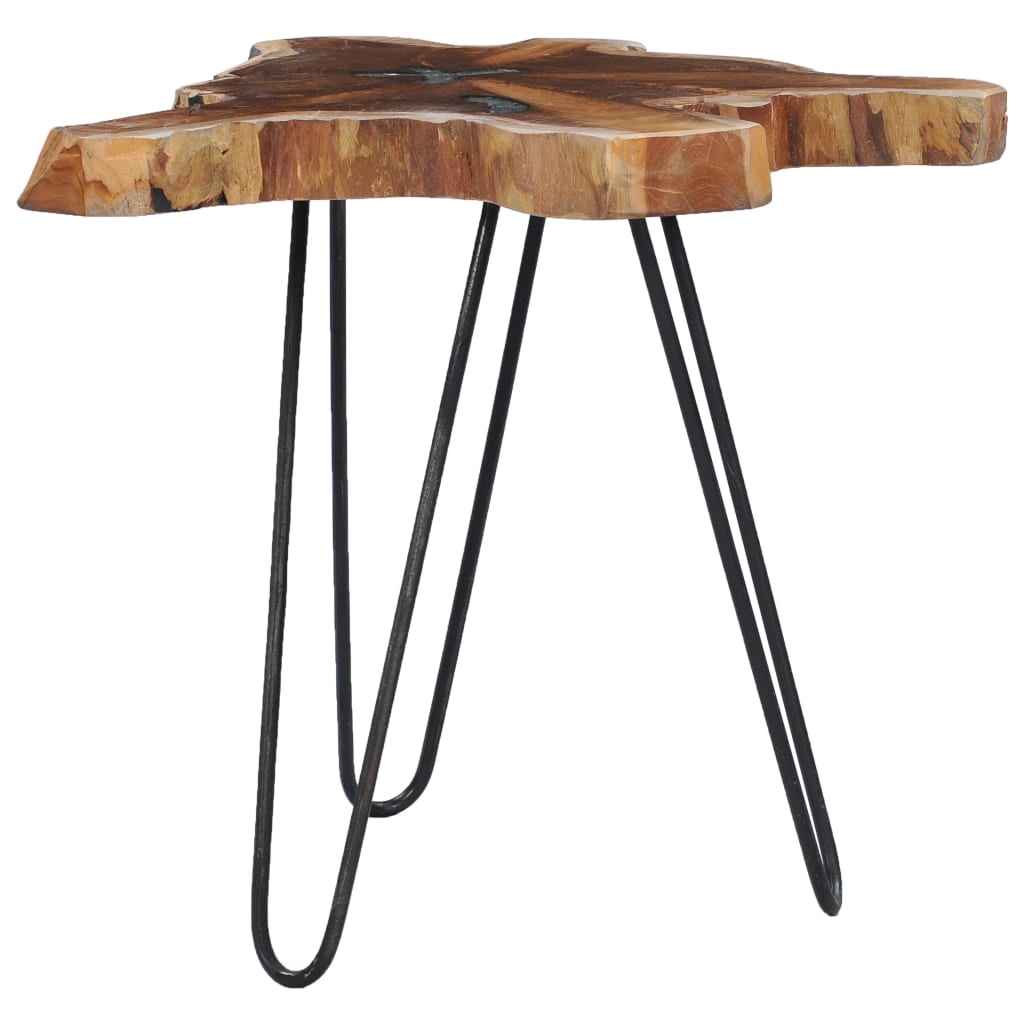 Table basse 70x45 cm Bois de teck massif et polyrésine - XIOS