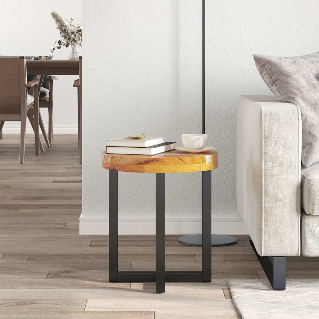 Table basse 40x45 cm Bois de teck massif et polyrésine - XIOS