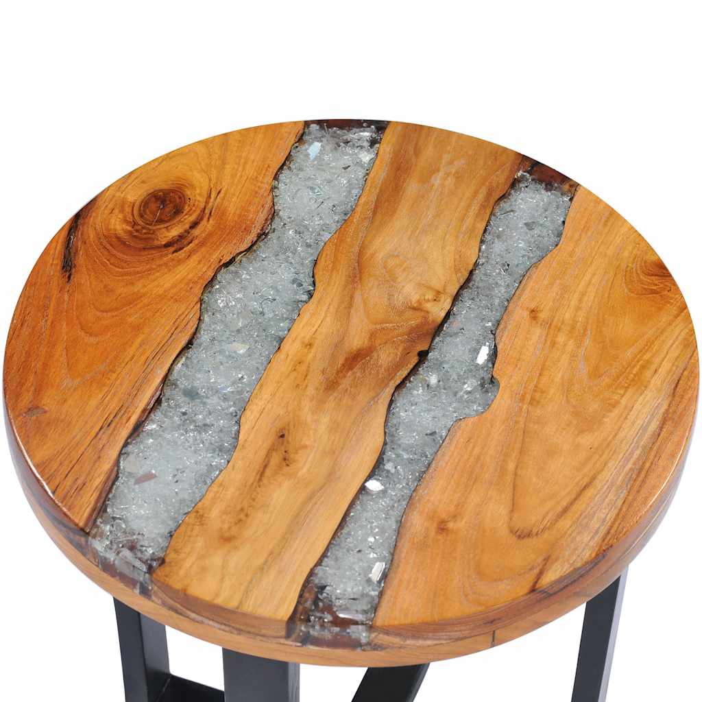 Table basse 40x45 cm Bois de teck massif et polyrésine - XIOS