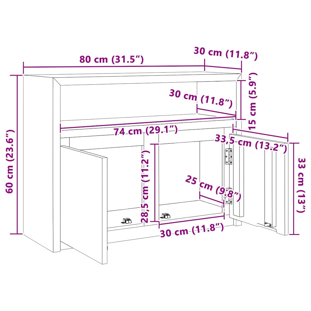 Buffet 80x30x60 cm bois de teck massif - XIOS