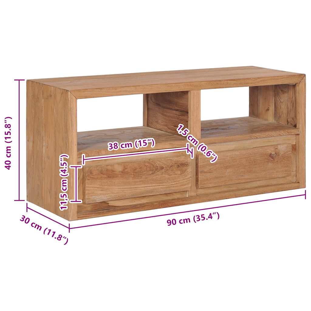 Meuble TV 90x30x40 cm bois de teck solide