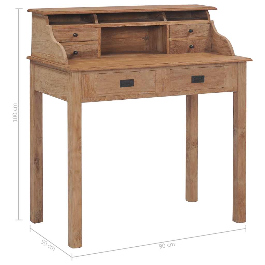 Bureau 90x50x100 cm bois de teck solide