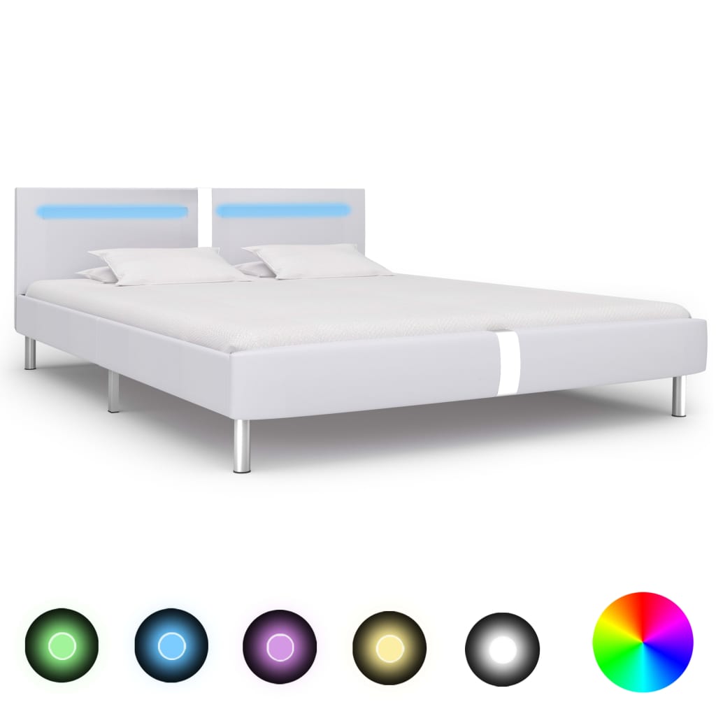 Cadre de lit avec LED sans matelas blanc 180x200 cm - XIOS