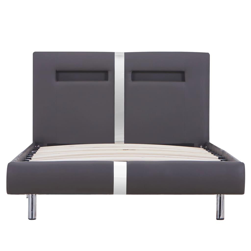Cadre de lit avec LED sans matelas gris similicuir 90x200 cm - XIOS