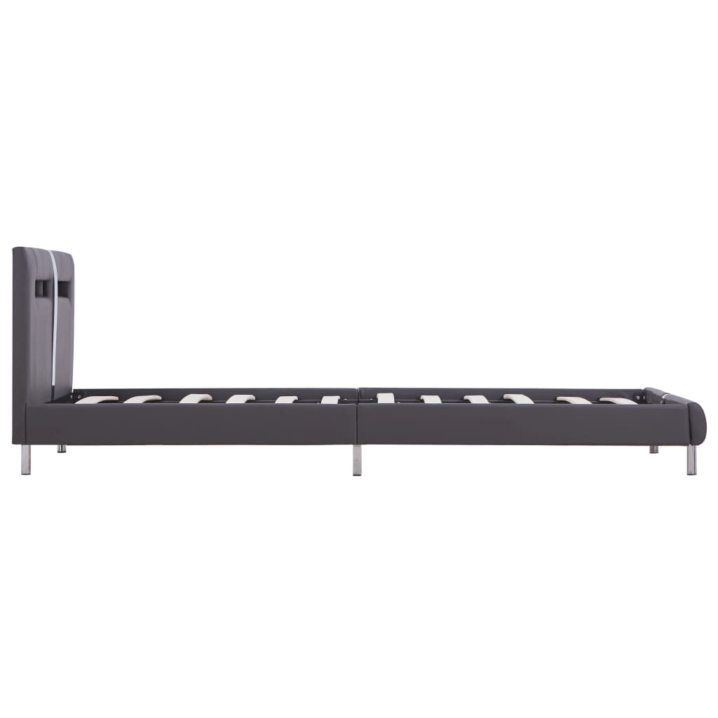 Cadre de lit avec LED sans matelas gris similicuir 90x200 cm - XIOS