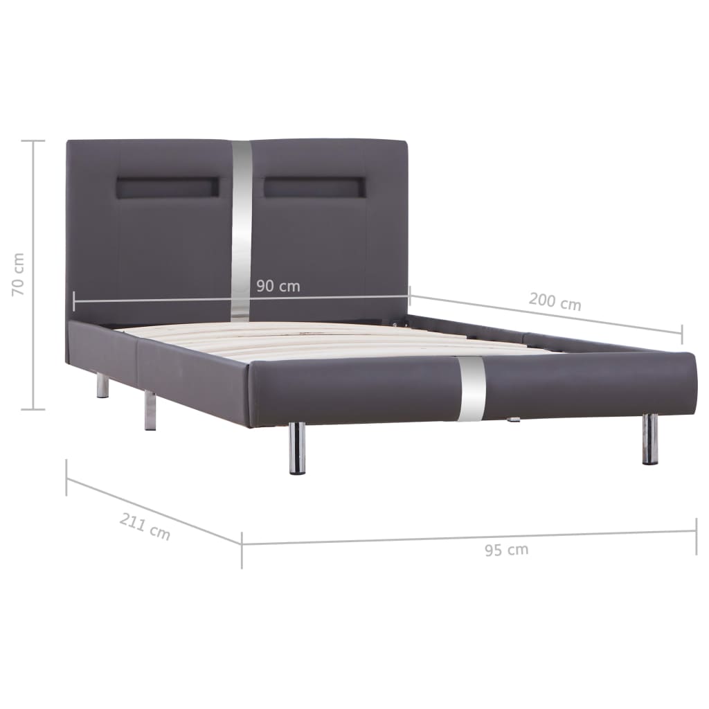 Cadre de lit avec LED sans matelas gris similicuir 90x200 cm - XIOS