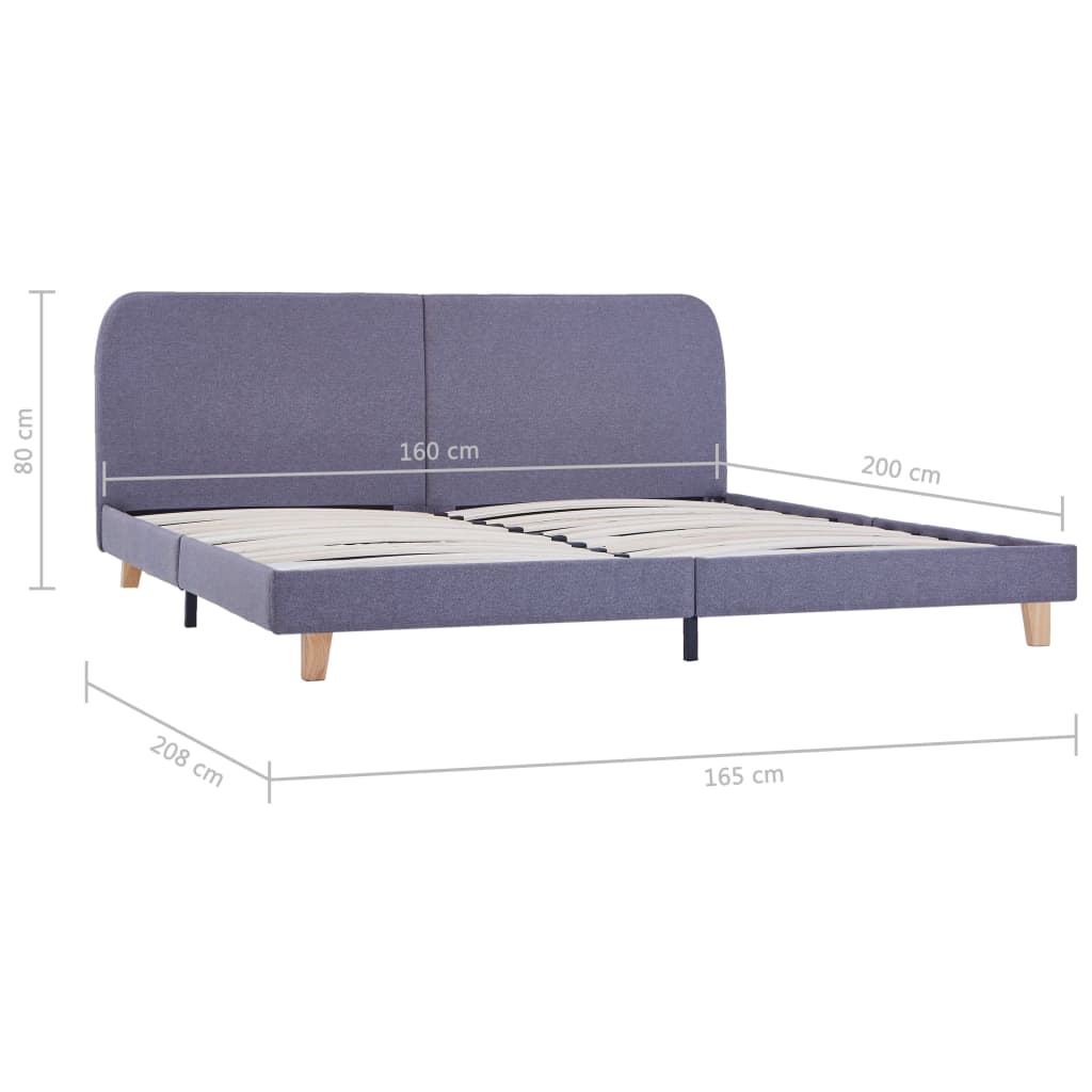 Cadre de lit sans matelas gris clair tissu 160x200 cm - XIOS