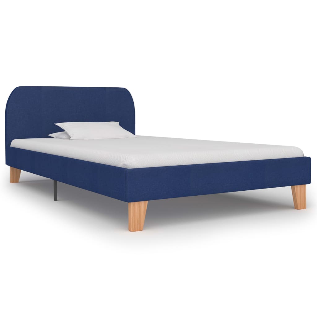 Cadre de lit sans matelas bleu tissu 90x200 cm - XIOS