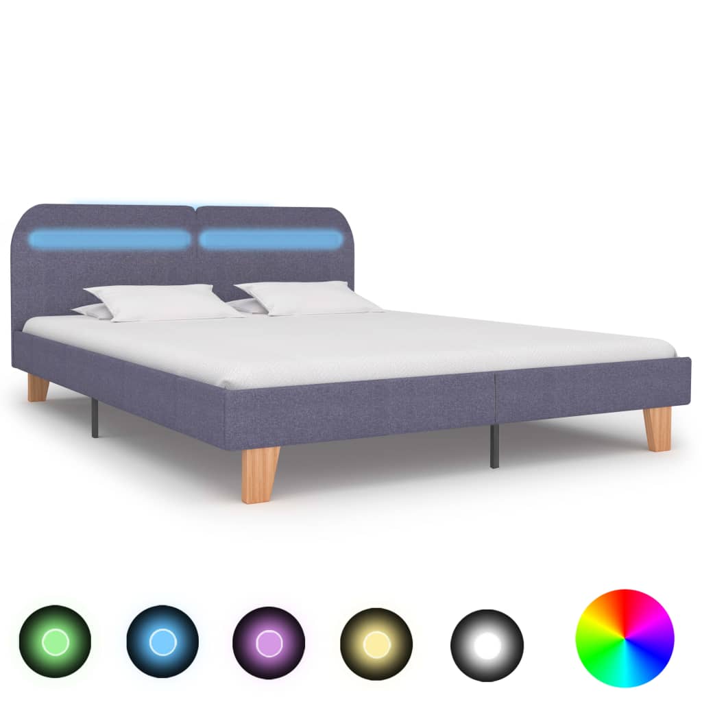 Cadre de lit avec LED sans matelas gris clair tissu 160x200 cm - XIOS