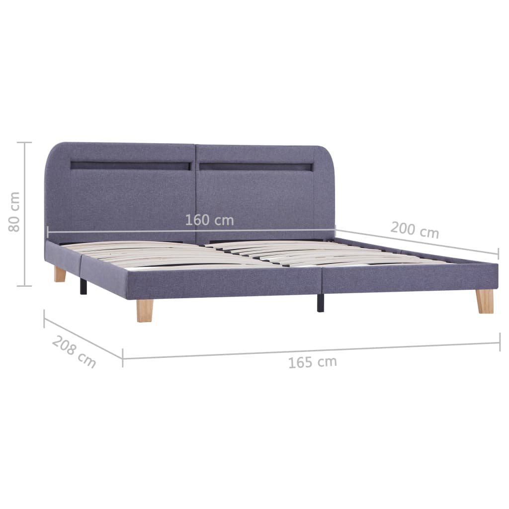 Cadre de lit avec LED sans matelas gris clair tissu 160x200 cm - XIOS