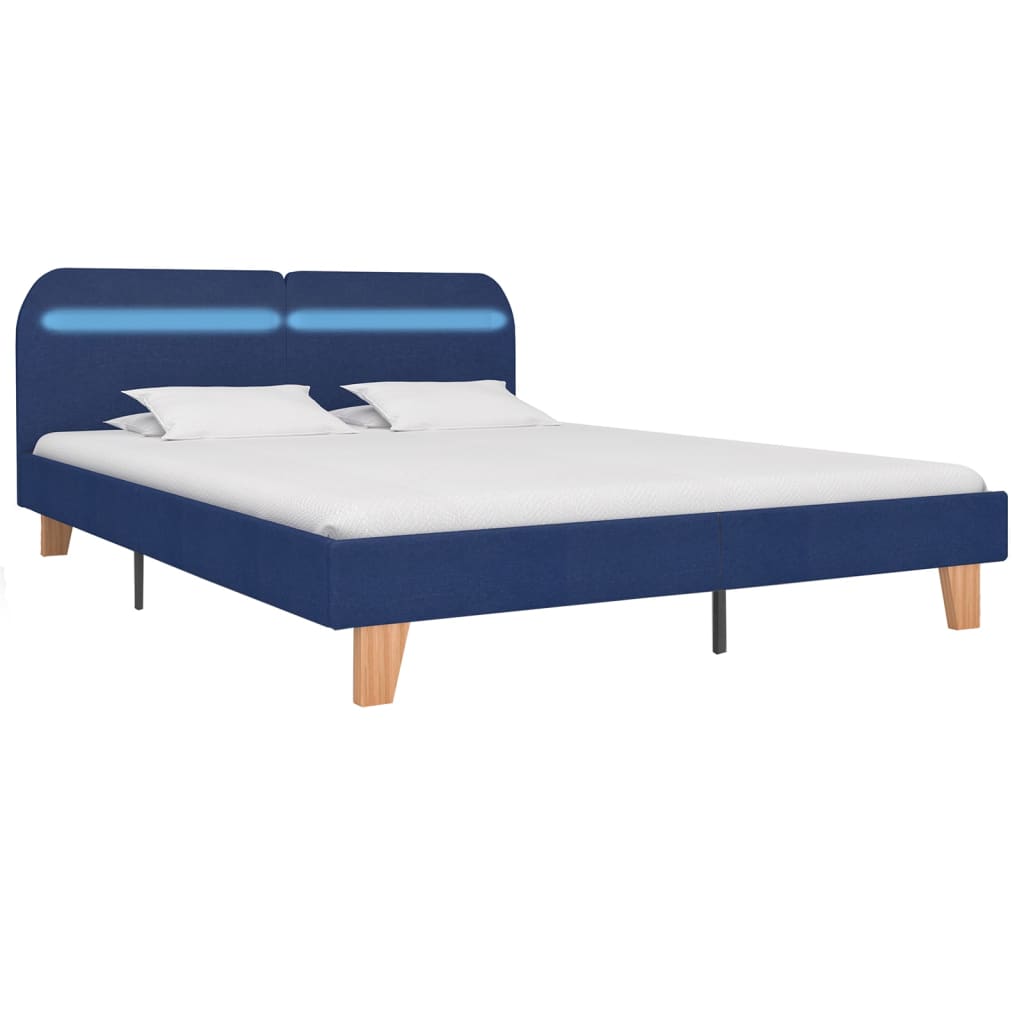 Cadre de lit avec LED sans matelas bleu tissu 160x200 cm - XIOS