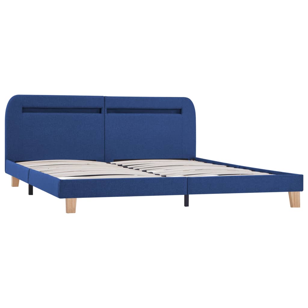 Cadre de lit avec LED sans matelas bleu tissu 160x200 cm - XIOS