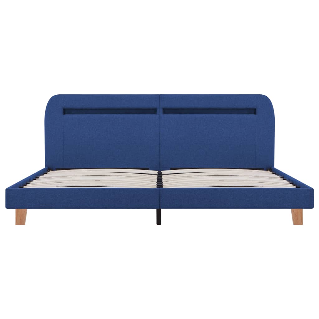 Cadre de lit avec LED sans matelas bleu tissu 160x200 cm - XIOS