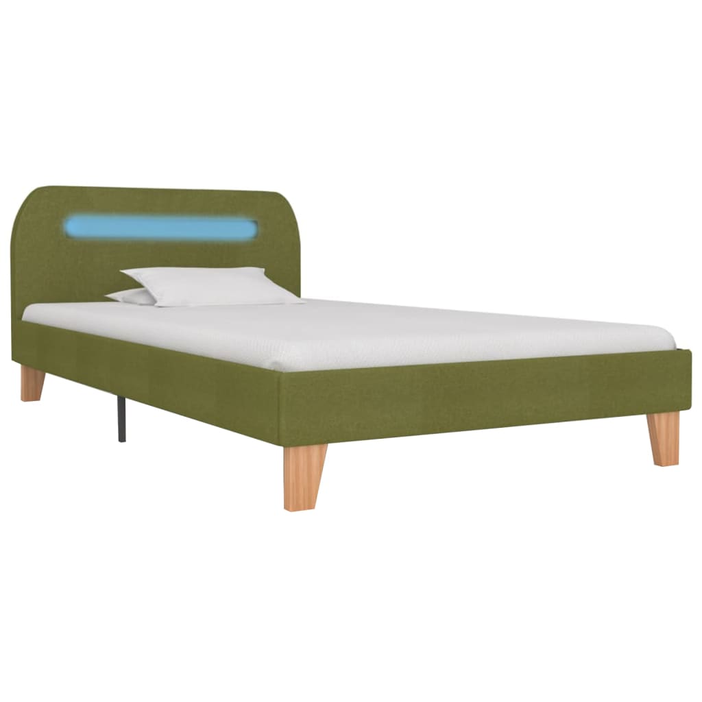 Cadre de lit avec LED sans matelas vert tissu 90x200 cm - XIOS