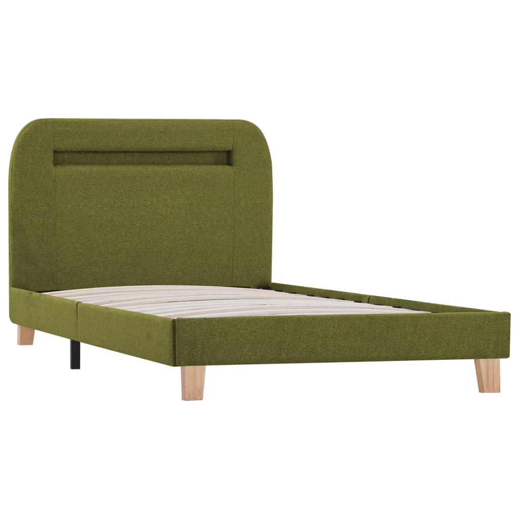Cadre de lit avec LED sans matelas vert tissu 90x200 cm - XIOS