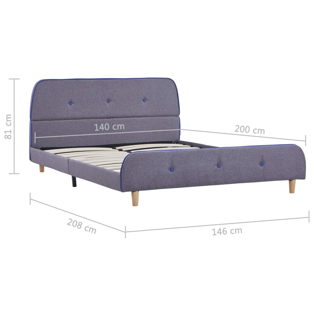 Cadre de lit sans matelas gris clair tissu 140x200 cm - XIOS