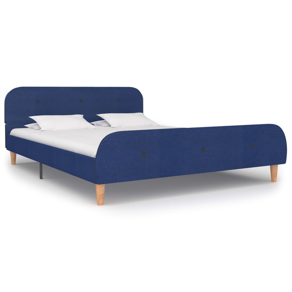 Cadre de lit sans matelas bleu tissu 140x200 cm - XIOS