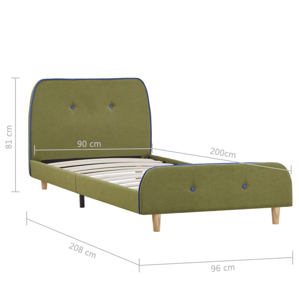 Cadre de lit sans matelas vert tissu 90x200 cm - XIOS
