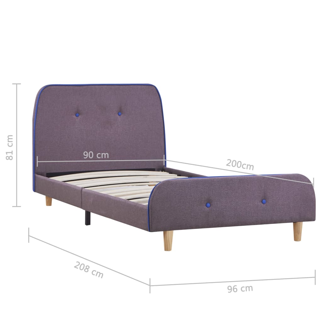 Cadre de lit sans matelas taupe tissu 90x200 cm - XIOS