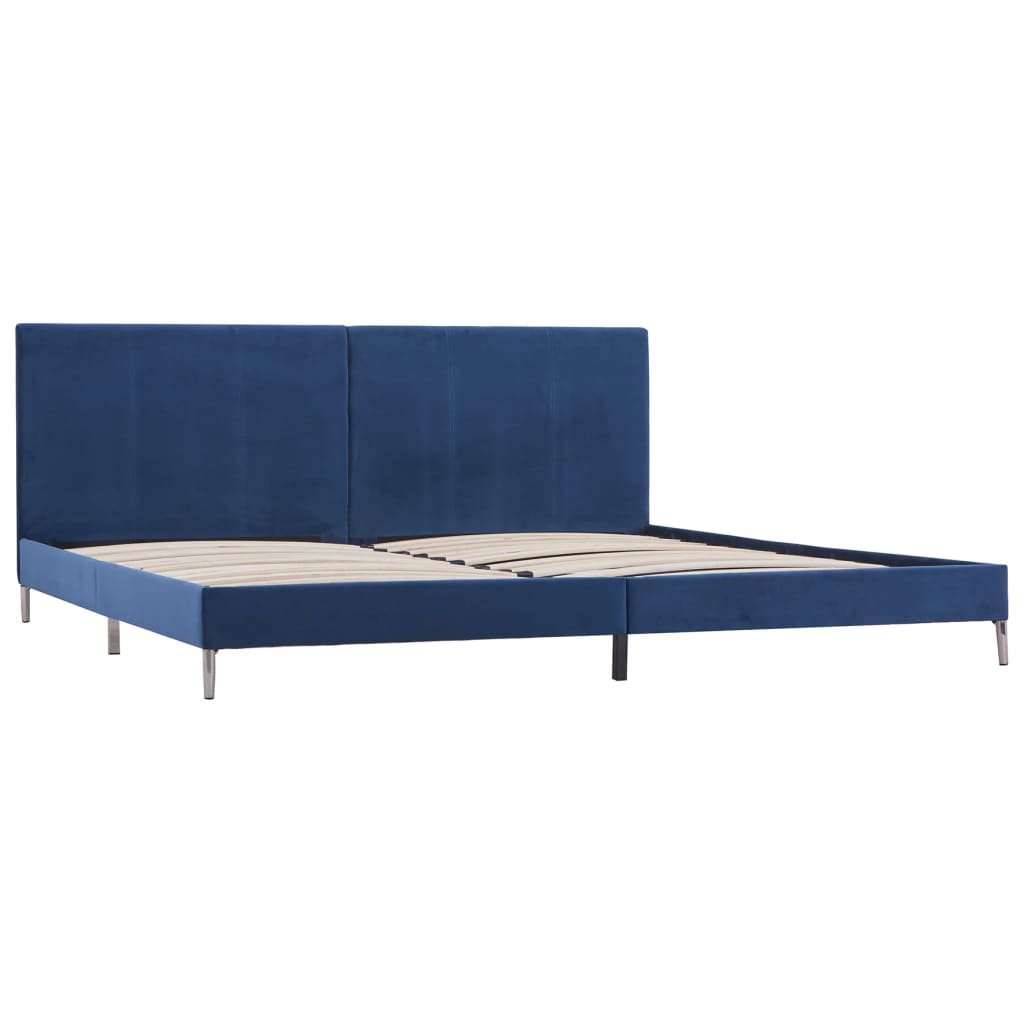 Cadre de lit sans matelas bleu tissu 180x200 cm - XIOS