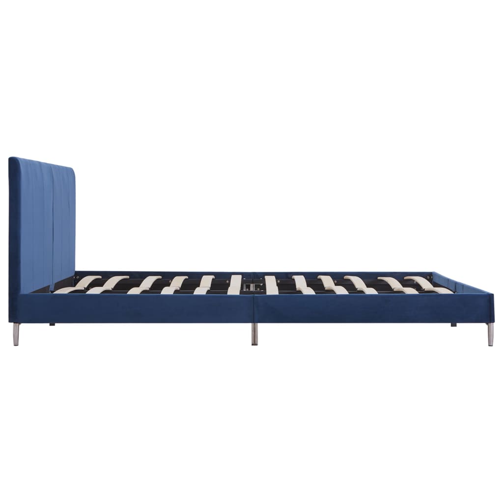Cadre de lit sans matelas bleu tissu 180x200 cm - XIOS