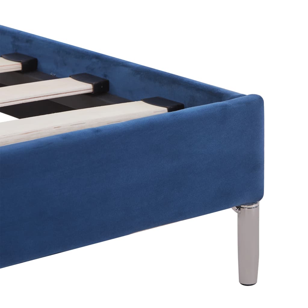 Cadre de lit sans matelas bleu tissu 180x200 cm - XIOS