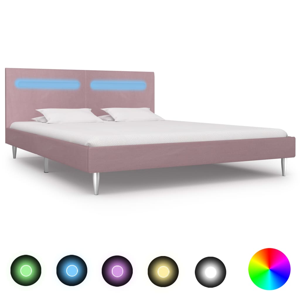Cadre de lit avec LED sans matelas rose tissu 180x200 cm - XIOS