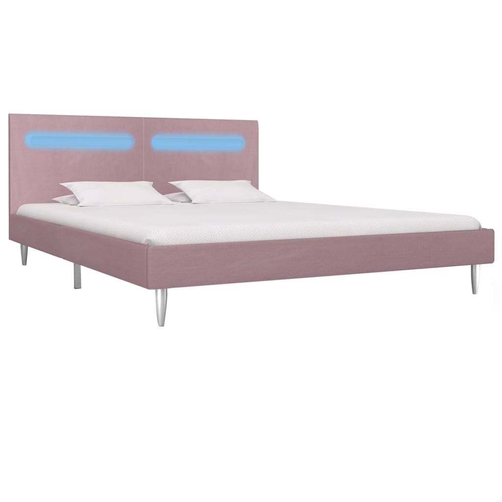 Cadre de lit avec LED sans matelas rose tissu 180x200 cm - XIOS