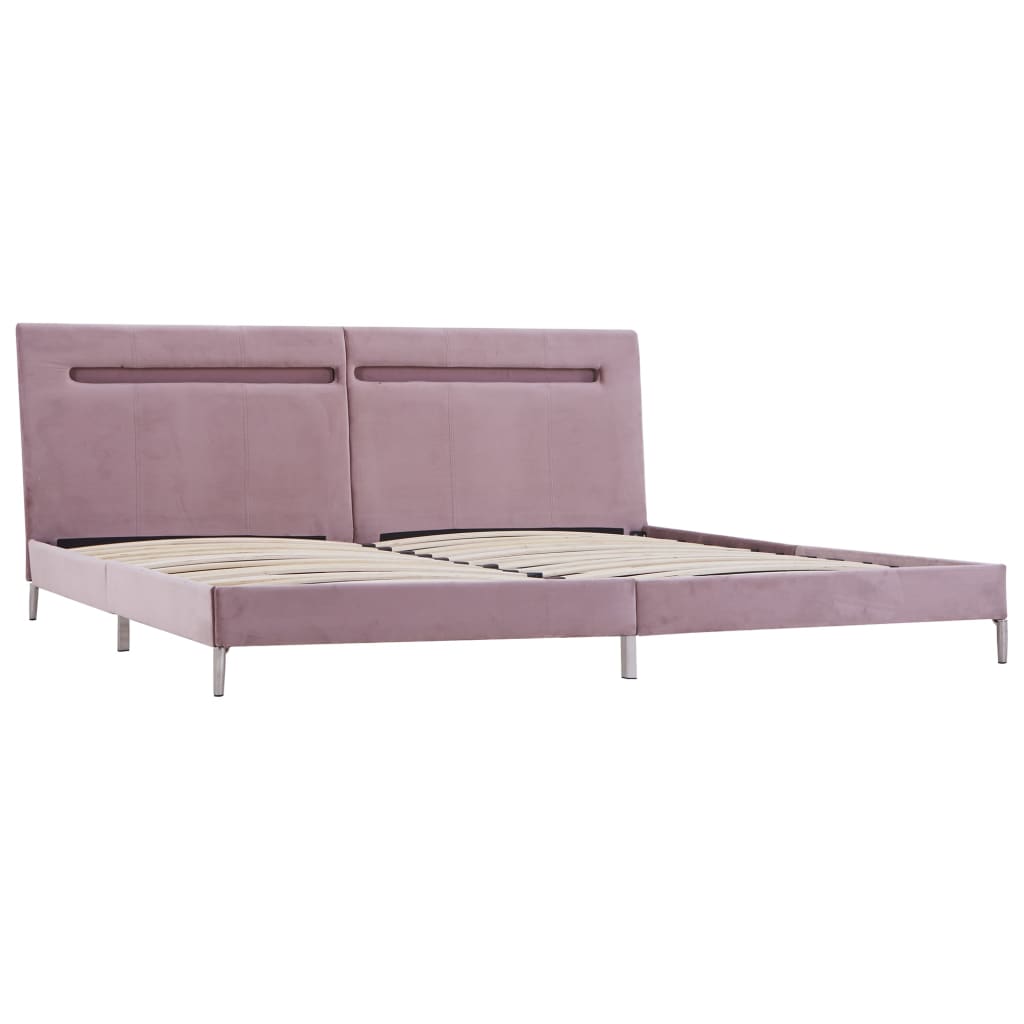 Cadre de lit avec LED sans matelas rose tissu 180x200 cm - XIOS