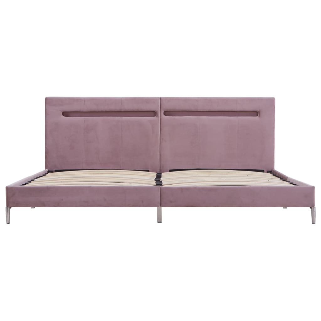 Cadre de lit avec LED sans matelas rose tissu 180x200 cm - XIOS