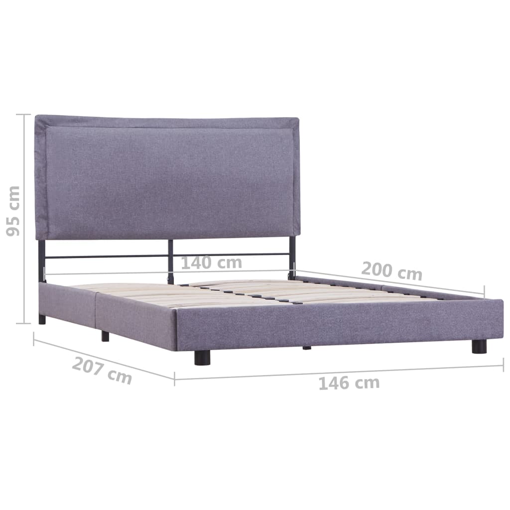 Cadre de lit sans matelas gris clair tissu 140x200 cm - XIOS