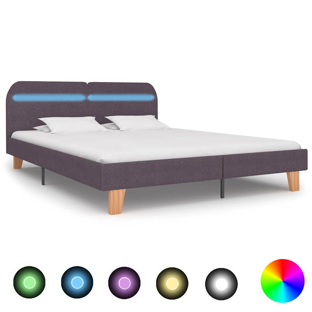 Cadre de lit avec LED sans matelas taupe tissu 150x200 cm - XIOS