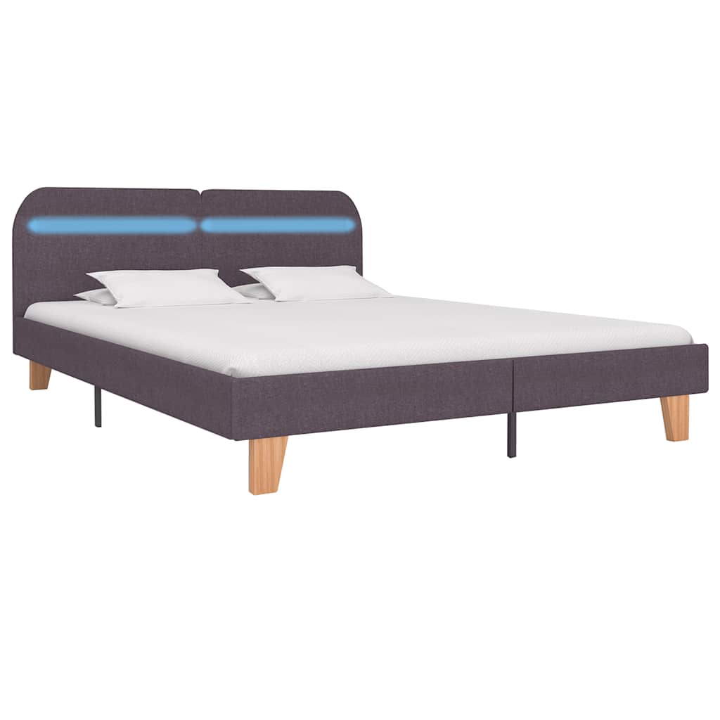 Cadre de lit avec LED sans matelas taupe tissu 150x200 cm - XIOS