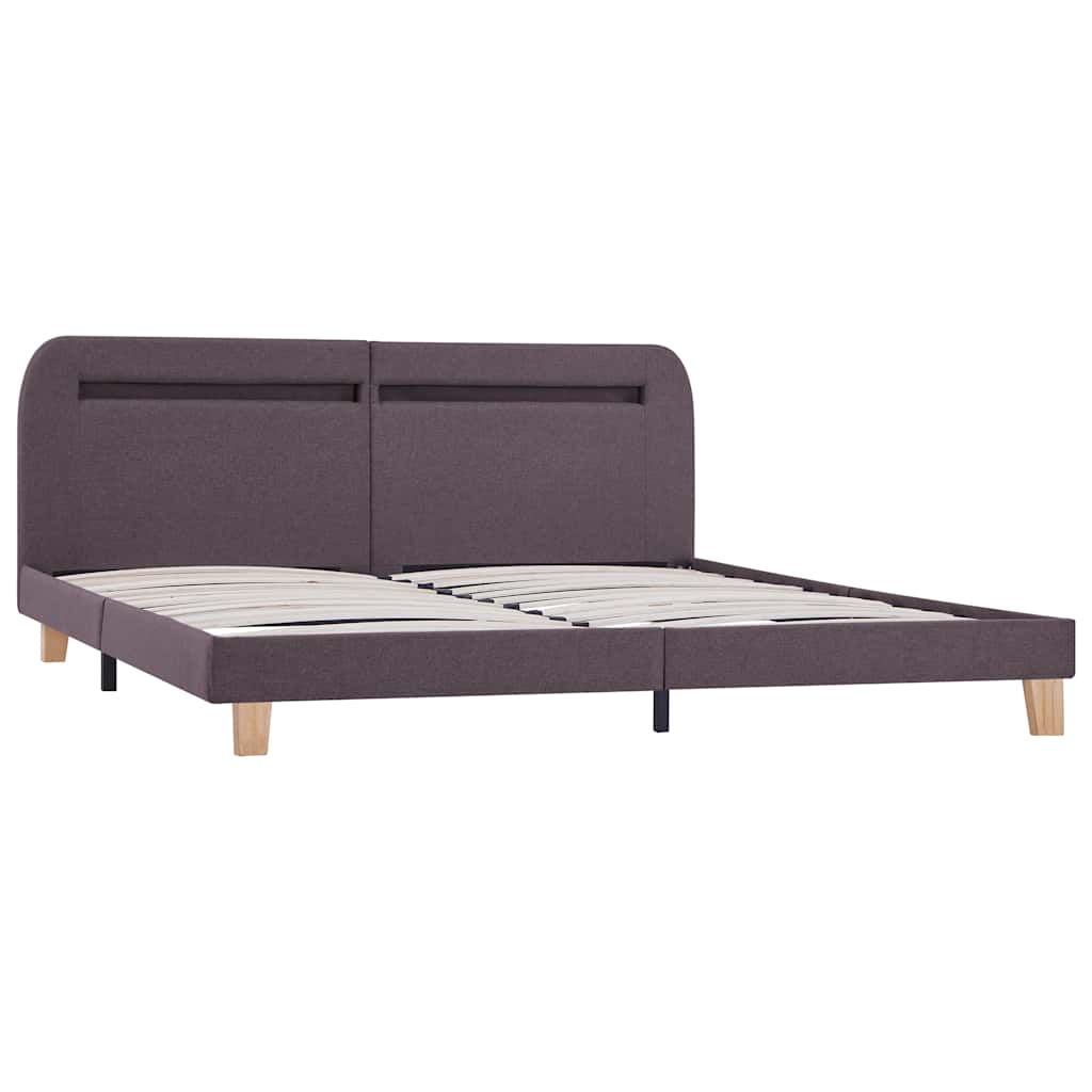 Cadre de lit avec LED sans matelas taupe tissu 150x200 cm - XIOS