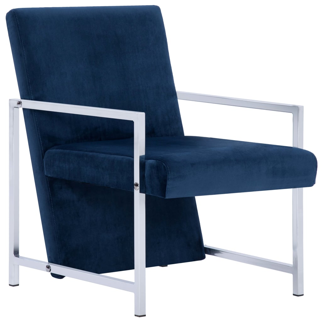 Fauteuil avec pieds chromés Bleu Velours - XIOS