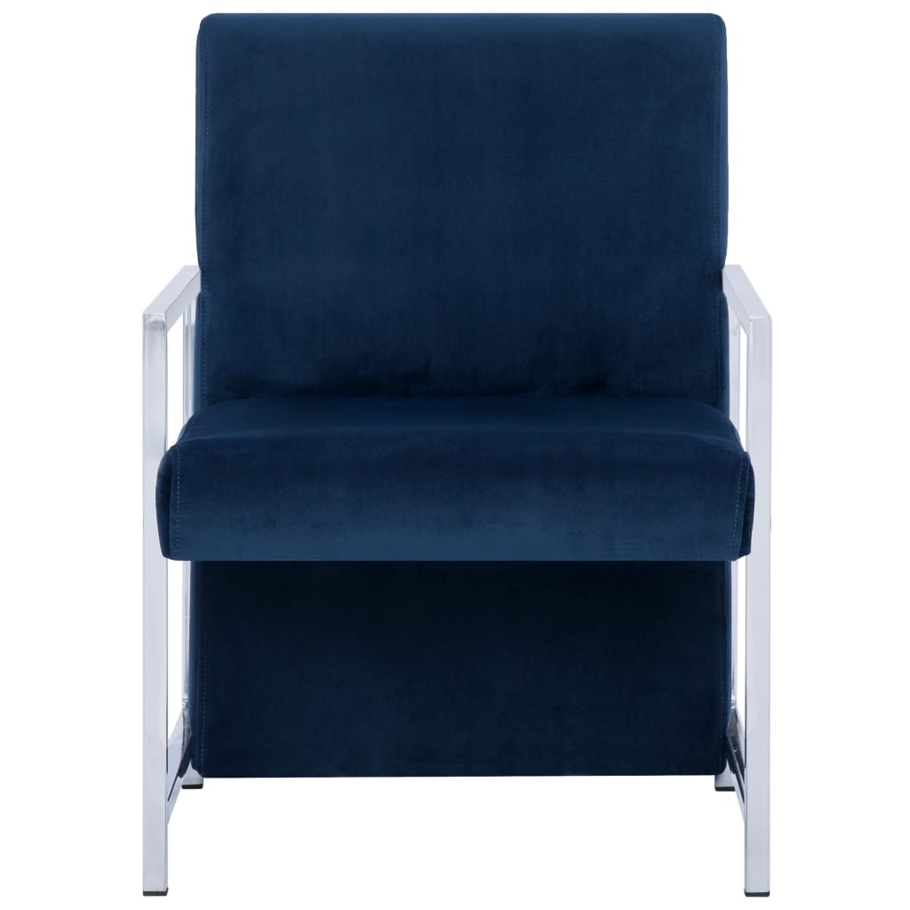 Fauteuil avec pieds chromés Bleu Velours - XIOS