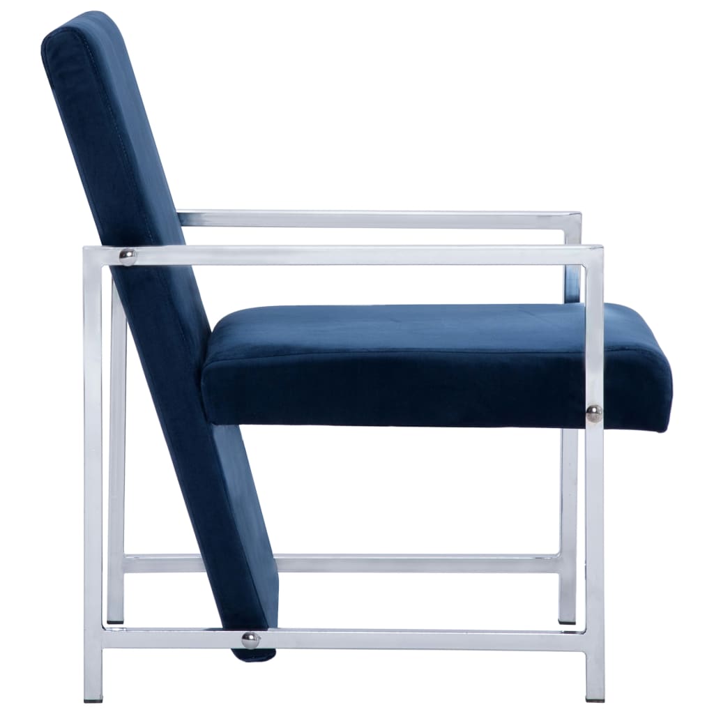 Fauteuil avec pieds chromés Bleu Velours - XIOS