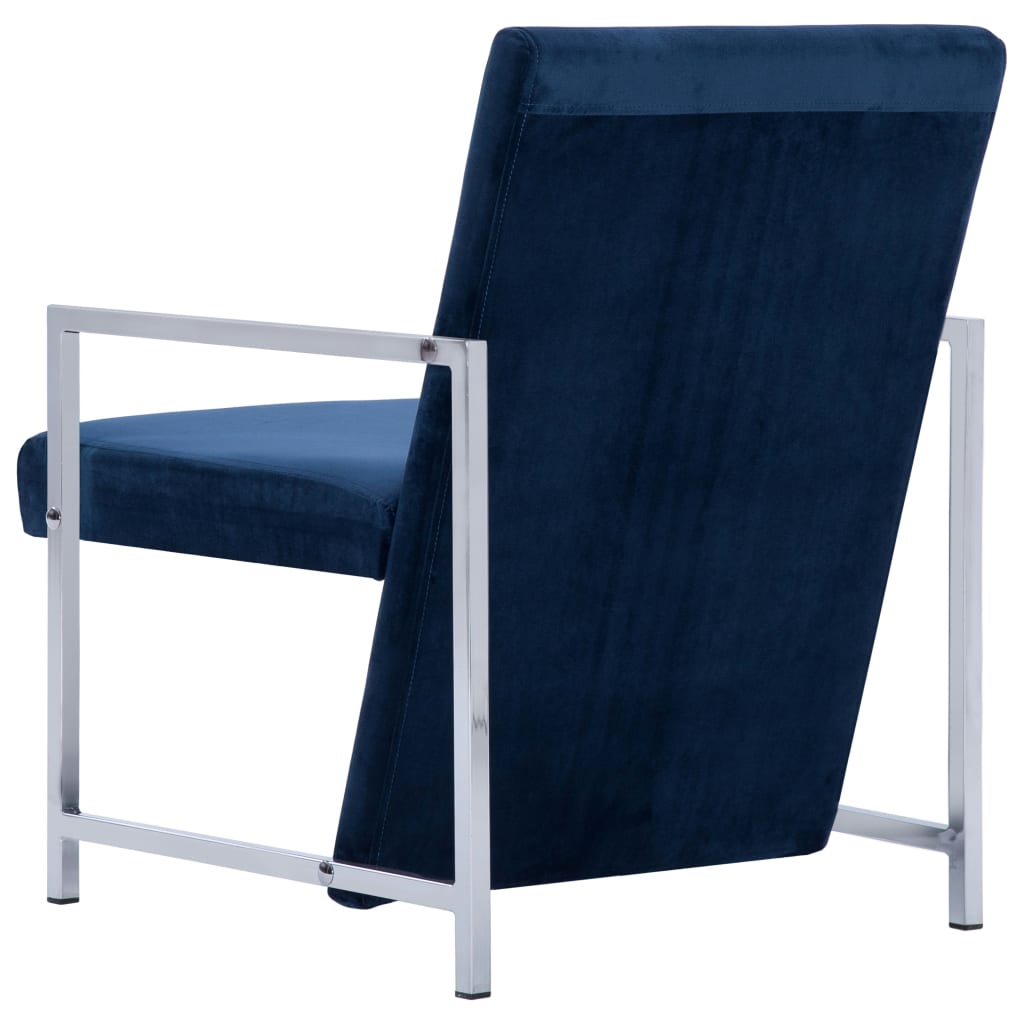 Fauteuil avec pieds chromés Bleu Velours - XIOS