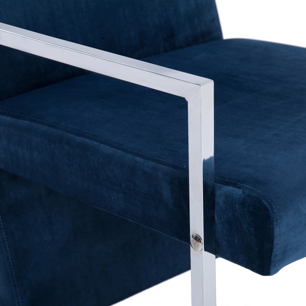 Fauteuil avec pieds chromés Bleu Velours - XIOS