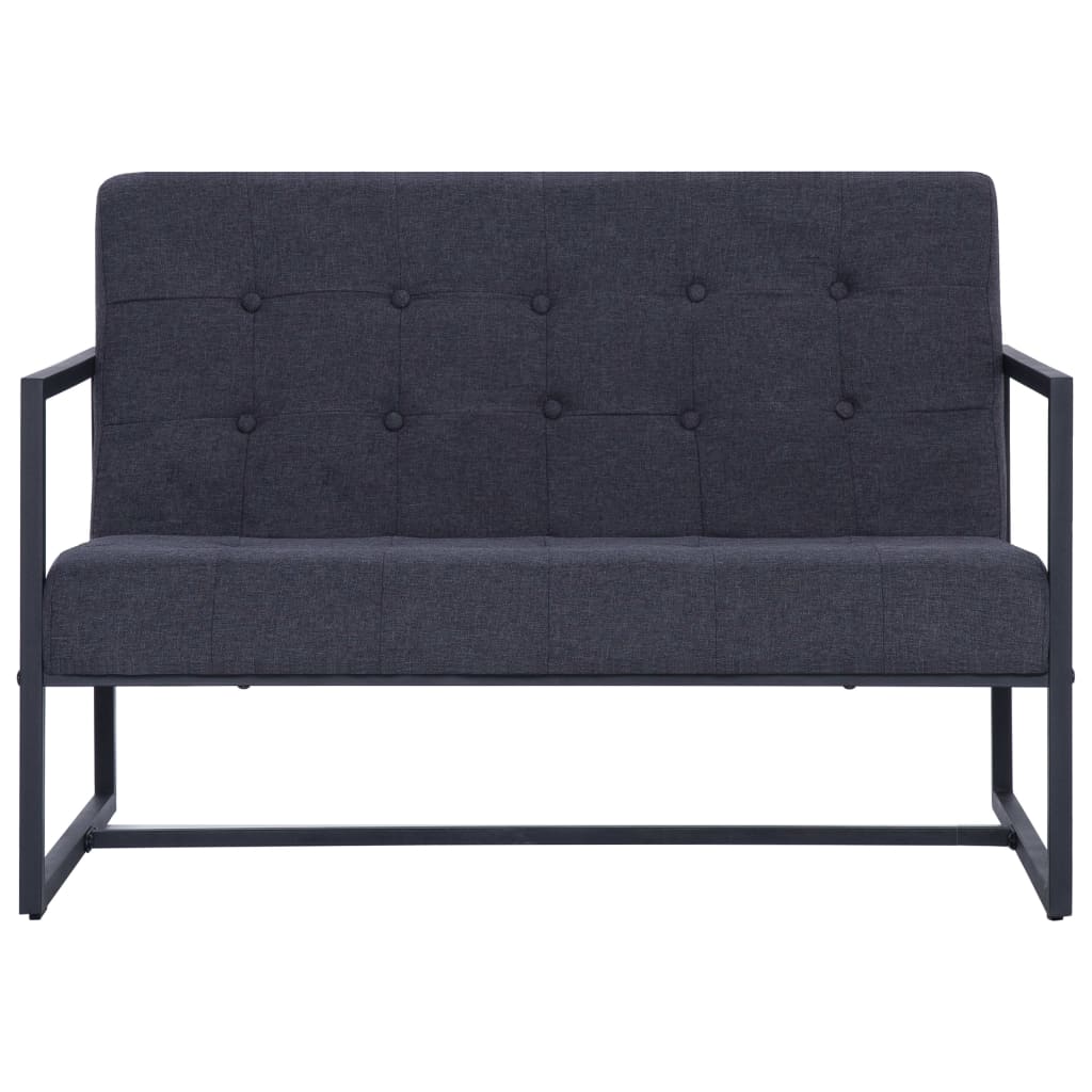 Sofa à 2 places avec accoudoirs Gris foncé Acier et tissu - XIOS