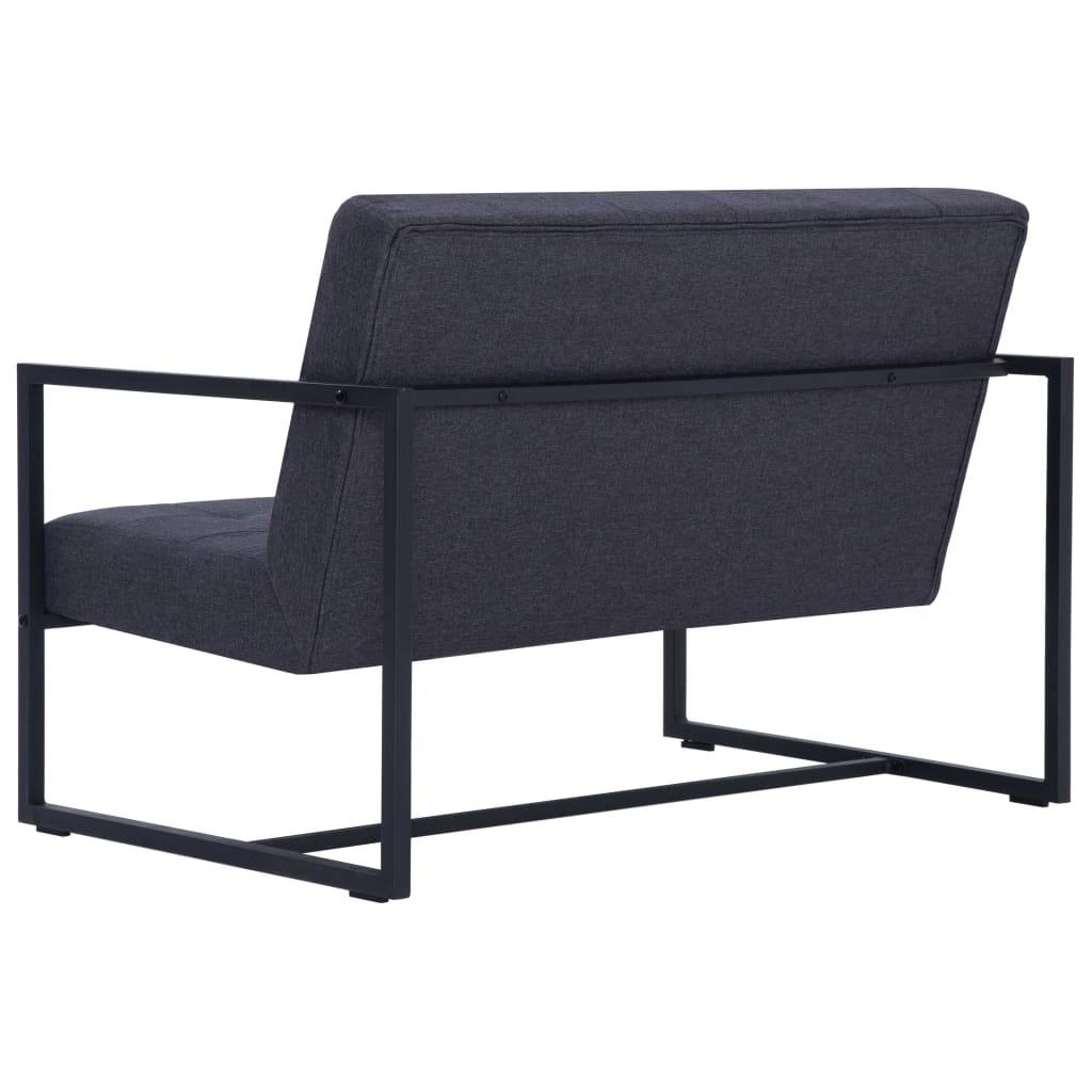 Sofa à 2 places avec accoudoirs Gris foncé Acier et tissu - XIOS