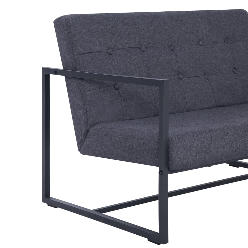Sofa à 2 places avec accoudoirs Gris foncé Acier et tissu - XIOS