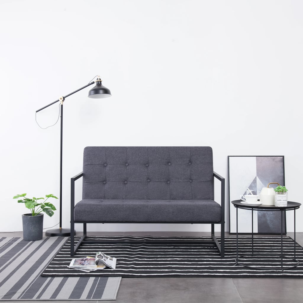 Sofa à 2 places avec accoudoirs Gris foncé Acier et tissu - XIOS