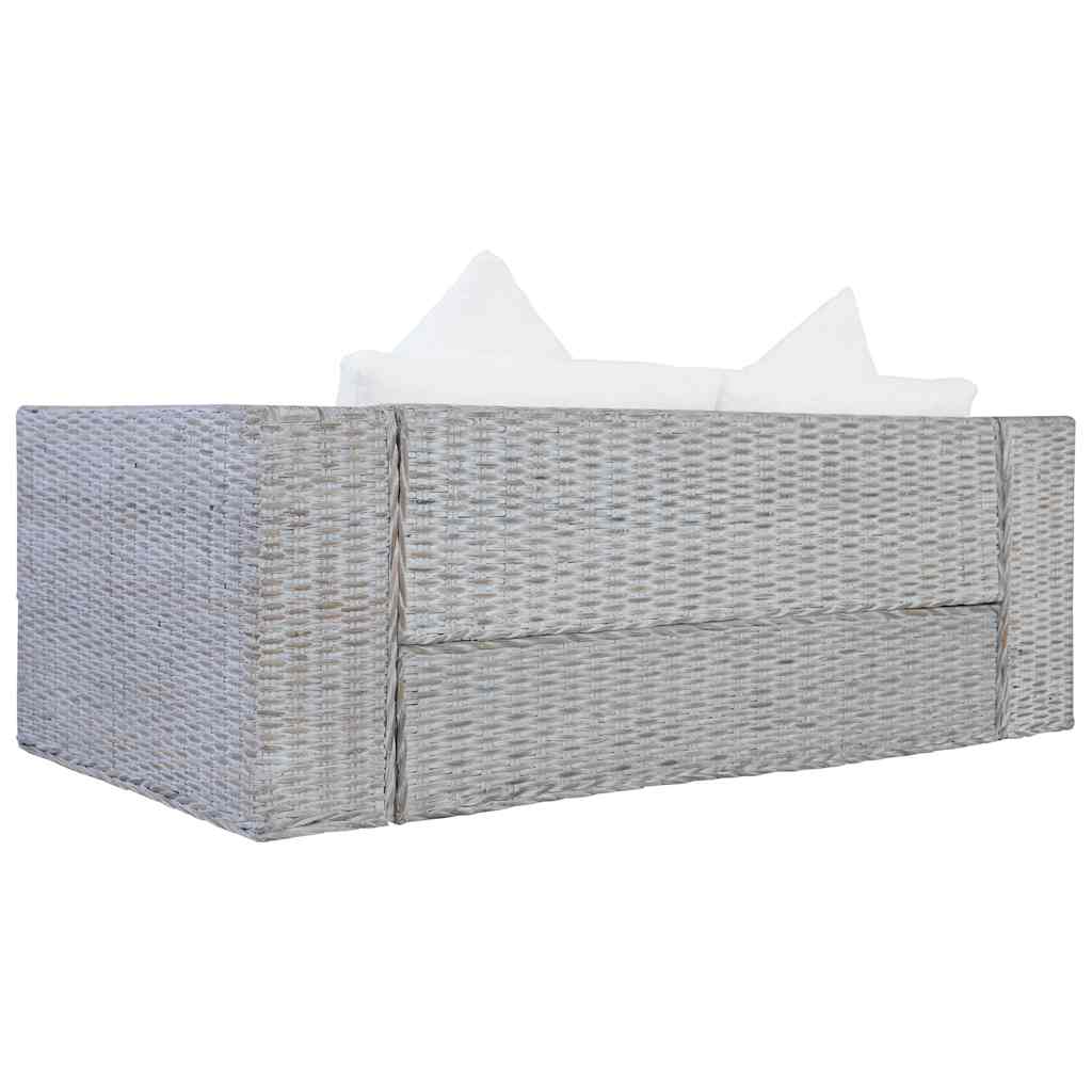 Canapé à 2 places avec coussins Gris Rotin naturel - XIOS