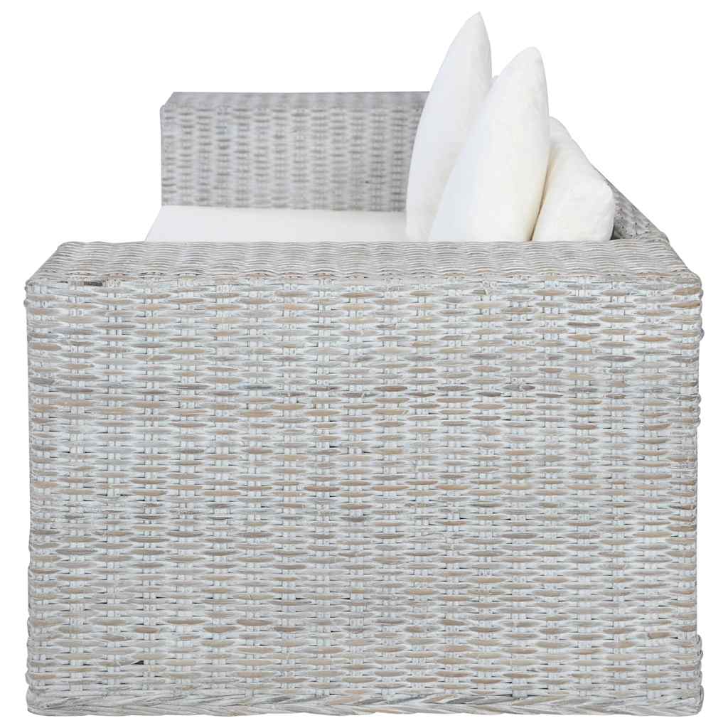Canapé à 2 places avec coussins Gris Rotin naturel - XIOS