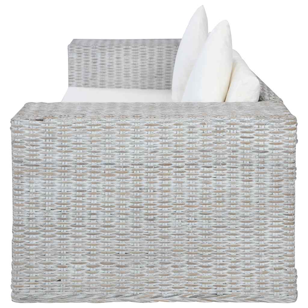 Canapé à 2 places avec coussins Gris Rotin naturel - XIOS