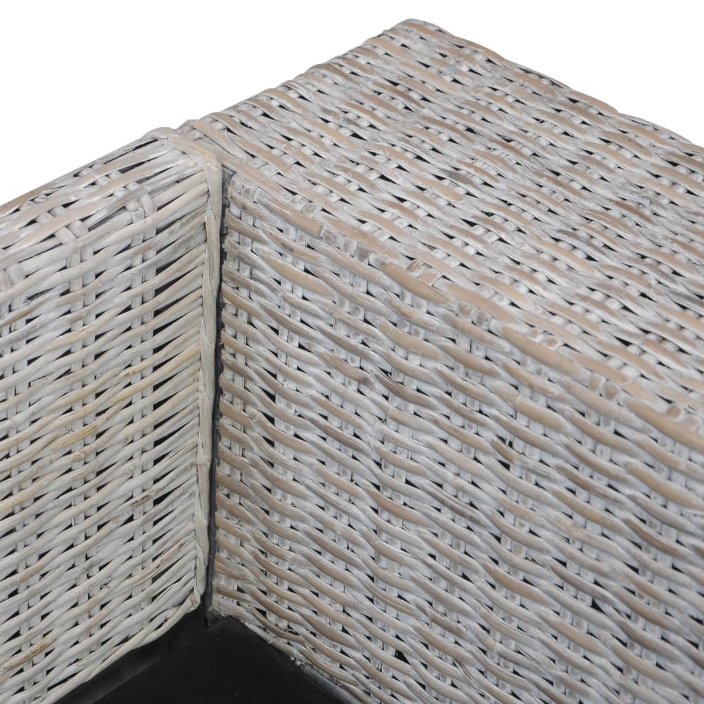 Canapé à 3 places avec coussins Gris Rotin naturel