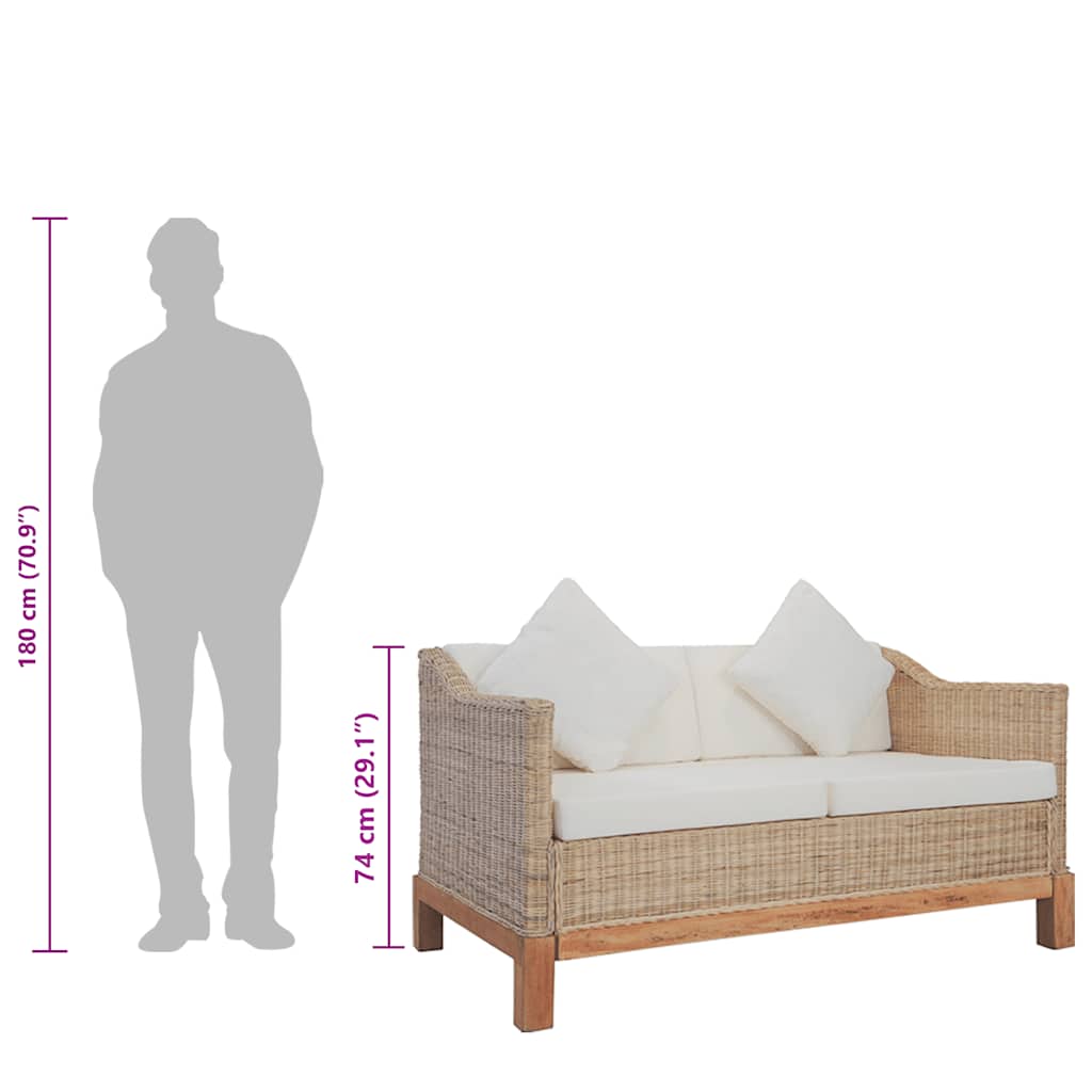 Canapé à 2 places avec coussins Rotin naturel - XIOS