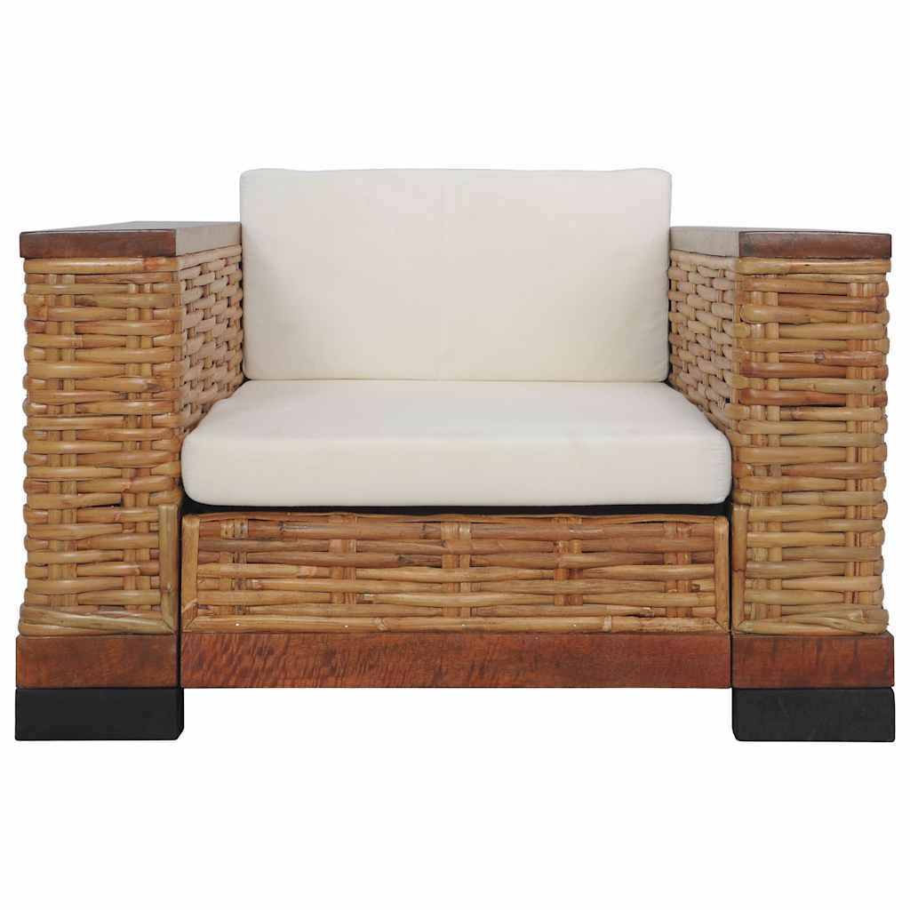Fauteuil avec coussins Marron Rotin naturel - XIOS